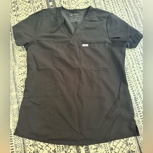 Figs Black V-Neck Scrub Top